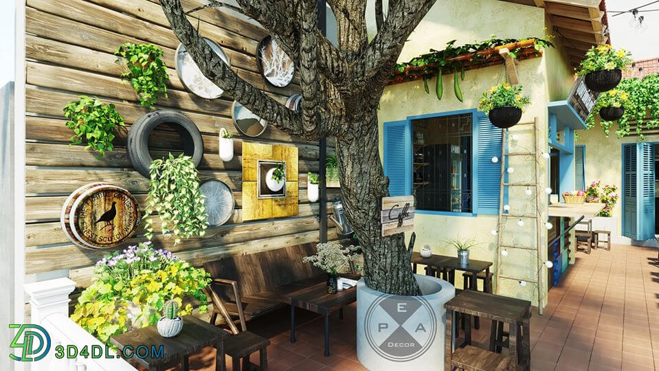 3D Exteriors coffee 2 Scene Model 3dsmax By Pea DgN