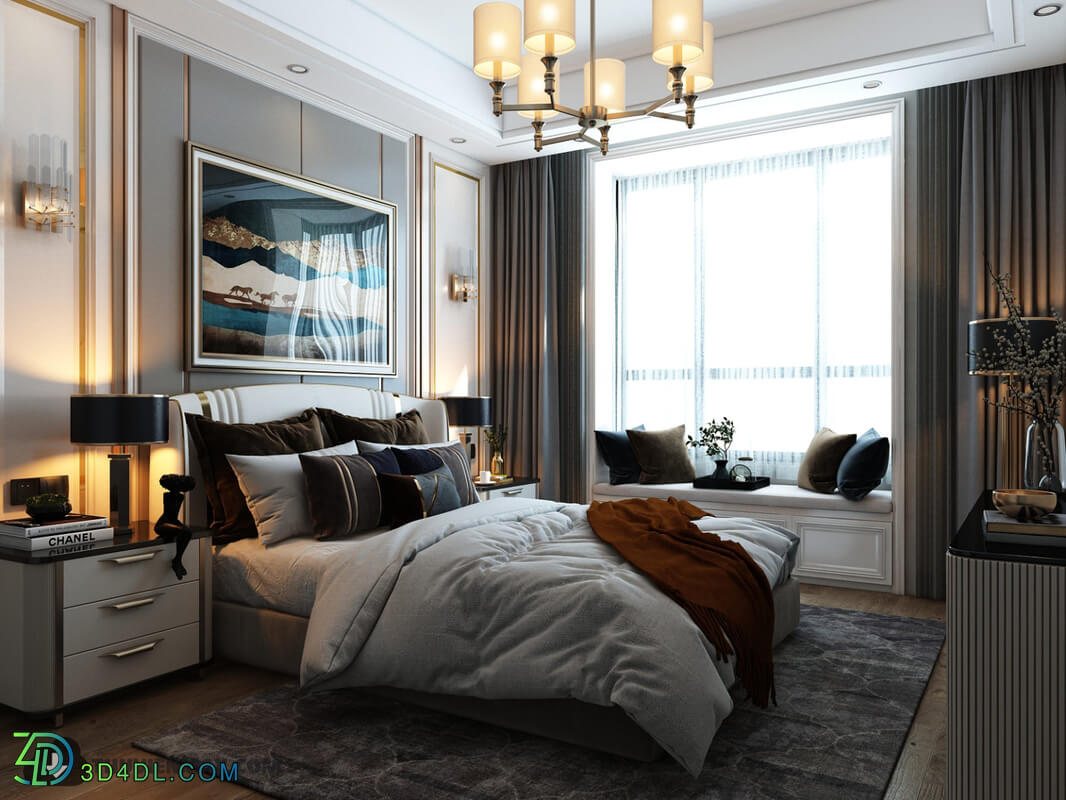 3D Interior Scenes File 3dsmax Model Bedroom 276 By HuyHieuLee