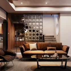  Living Room - Kitchen Interior Model by Viet Hoang 