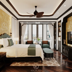  3D Interior Indochine Bedroom by Khoa NQ 