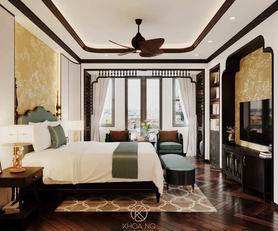  3D Interior Indochine Bedroom by Khoa NQ