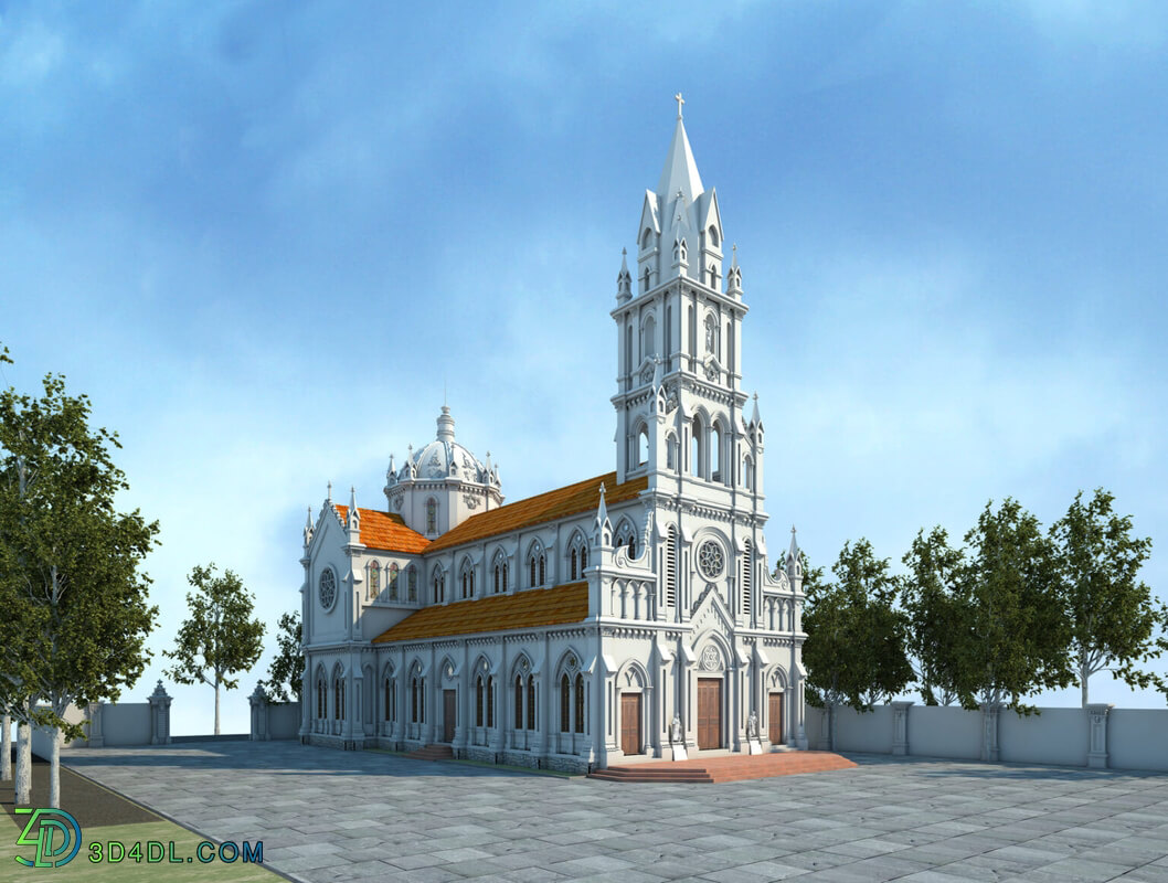 3D Exterior Church Scene File 3dsmax By DangDuc 