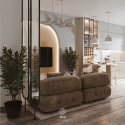  Living Room- Kitchen Interior by Yen 