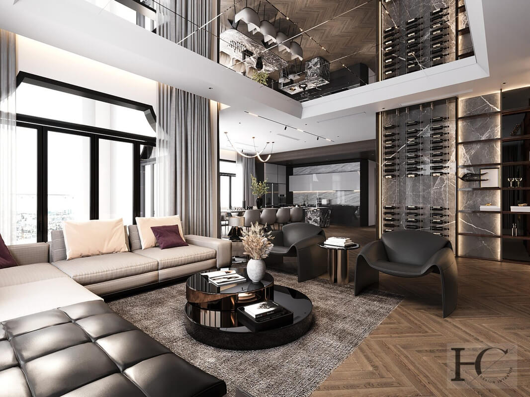 13192. 3D Living Room - Kitchen Interior Model Download by Nguyen Huu Cong