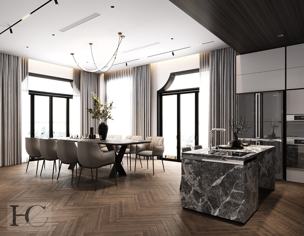 13192. 3D Living Room - Kitchen Interior Model Download by Nguyen Huu Cong