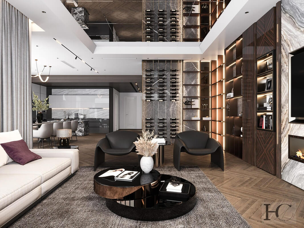13192. 3D Living Room - Kitchen Interior Model Download by Nguyen Huu Cong