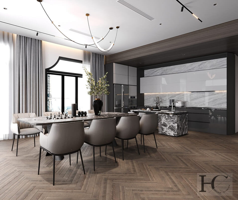 13192. 3D Living Room - Kitchen Interior Model Download by Nguyen Huu Cong