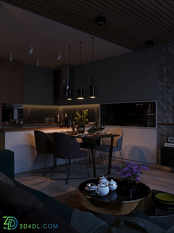 3D Interior Kitchen- Livingroom 21 Scenes 3dsmax By Nguyen Dat 