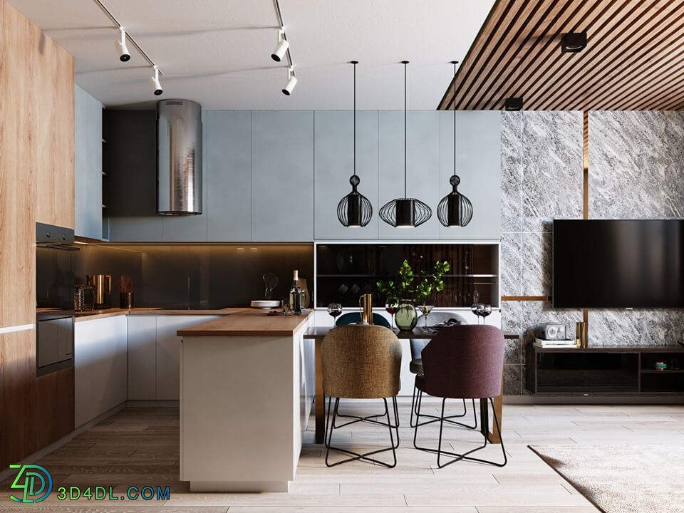 3D Interior Kitchen- Livingroom 21 Scenes 3dsmax By Nguyen Dat 