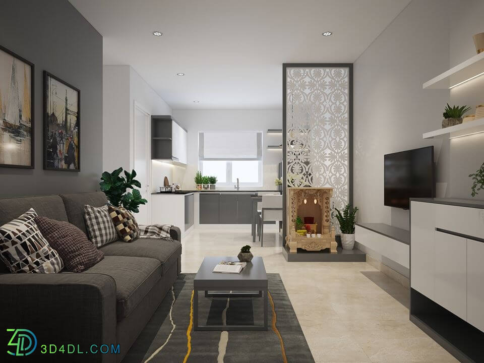 3D Interior Apartment 56 Scene File 3dsmax By PhanUyen 