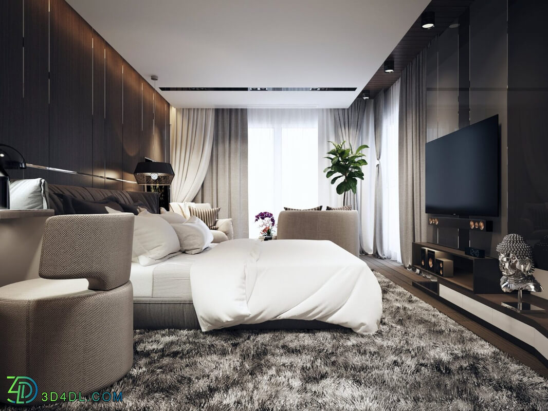 3D Interior Scenes File 3dsmax Model Bedroom 320 