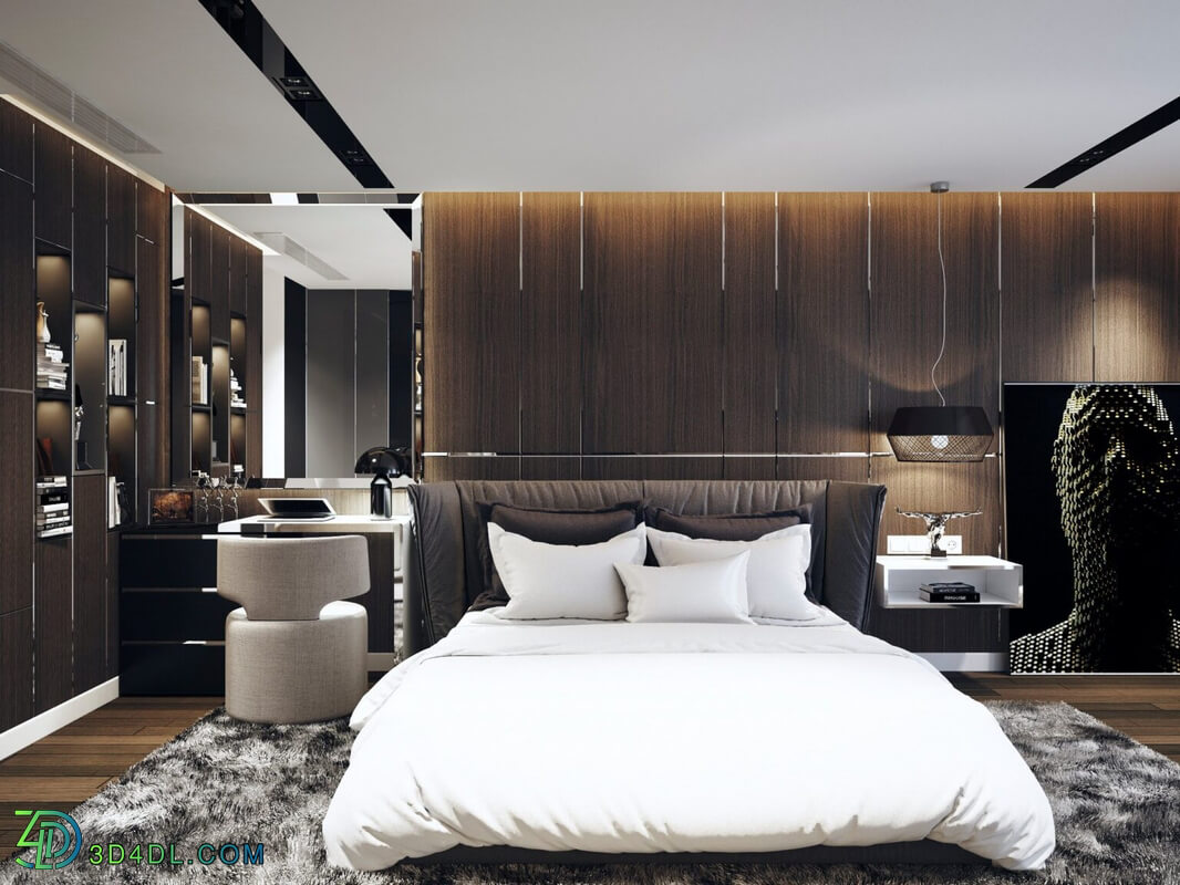 3D Interior Scenes File 3dsmax Model Bedroom 320 