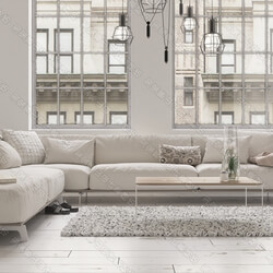 3D Interior Scene File 3dsmax Model Livingroom 300 