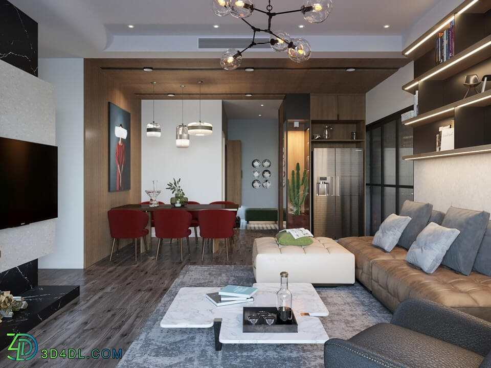 3D Interior Kitchen- Livingroom 19 Scenes By Hieu Tran File 3dsmax 