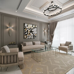  3D Interior Living room- kitchen by Duong Bui 