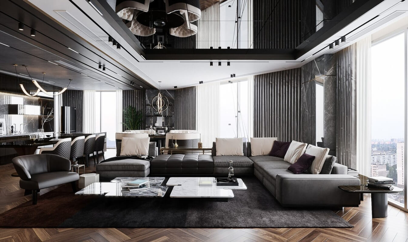  Living Room- Kitchen Interior Model By Hoang Phuong