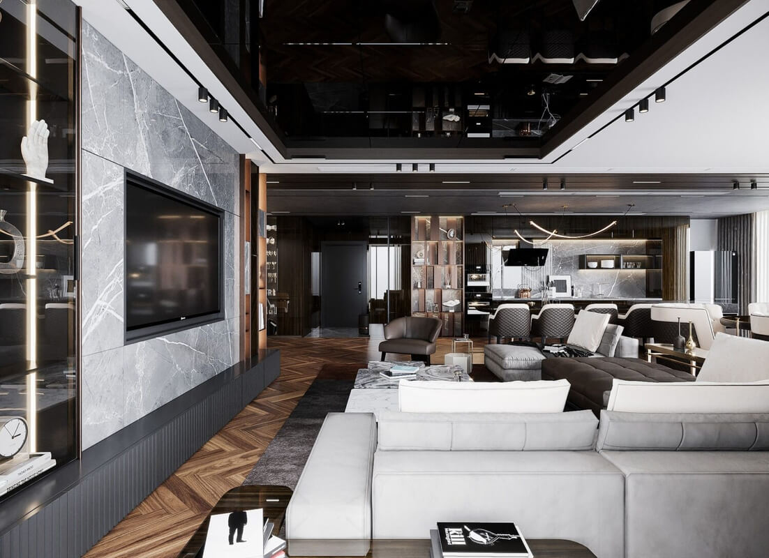  Living Room- Kitchen Interior Model By Hoang Phuong
