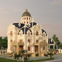 3D Exterior Neoclassical architecture Scene File 3dsmax by Ga Con 