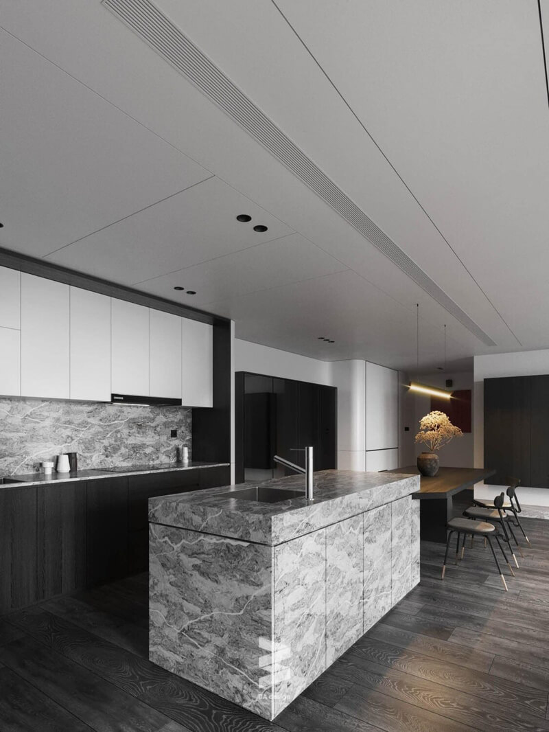  Living Room- Kitchen Interior Model By Tu Dinh Huong