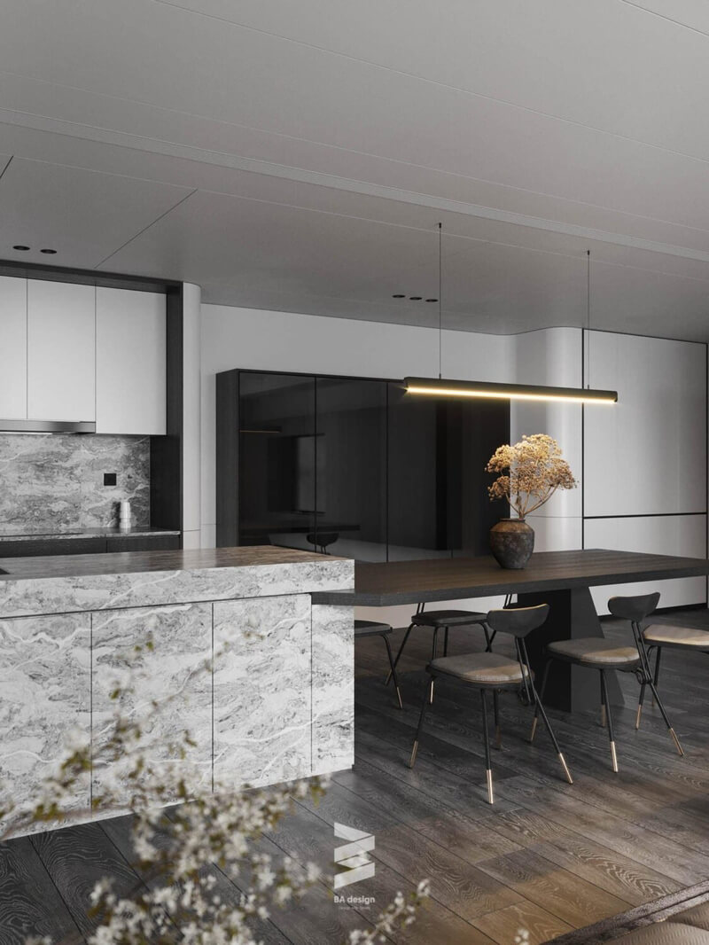  Living Room- Kitchen Interior Model By Tu Dinh Huong