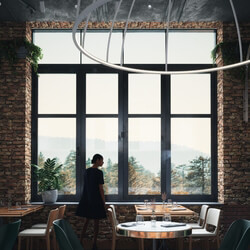  3D Industrial Restaurant Interior By Vo Minh Thi 