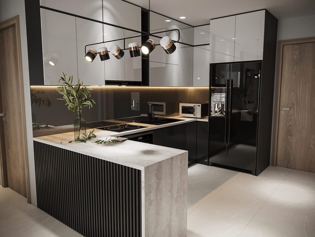  Living Room- Kitchen Interior Model By Bui Khong Bay