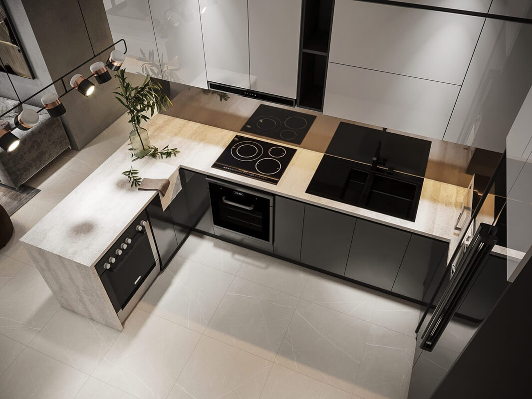  Living Room- Kitchen Interior Model By Bui Khong Bay