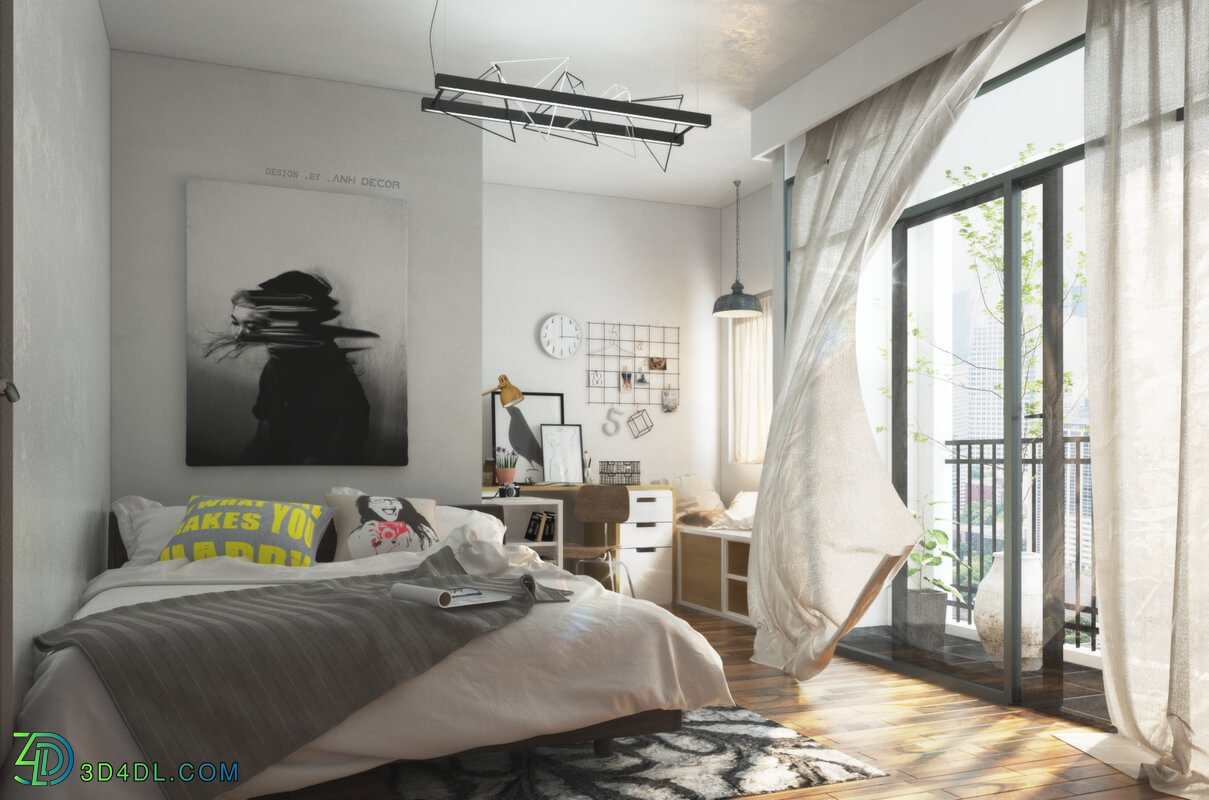 3D Interior Scenes File 3dsmax Model Bedroom 104