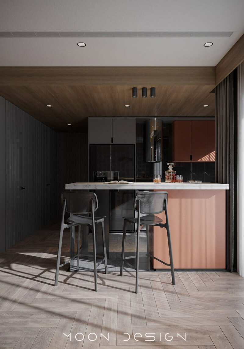  3D Living Room - Kitchen Interior By Dat Hip