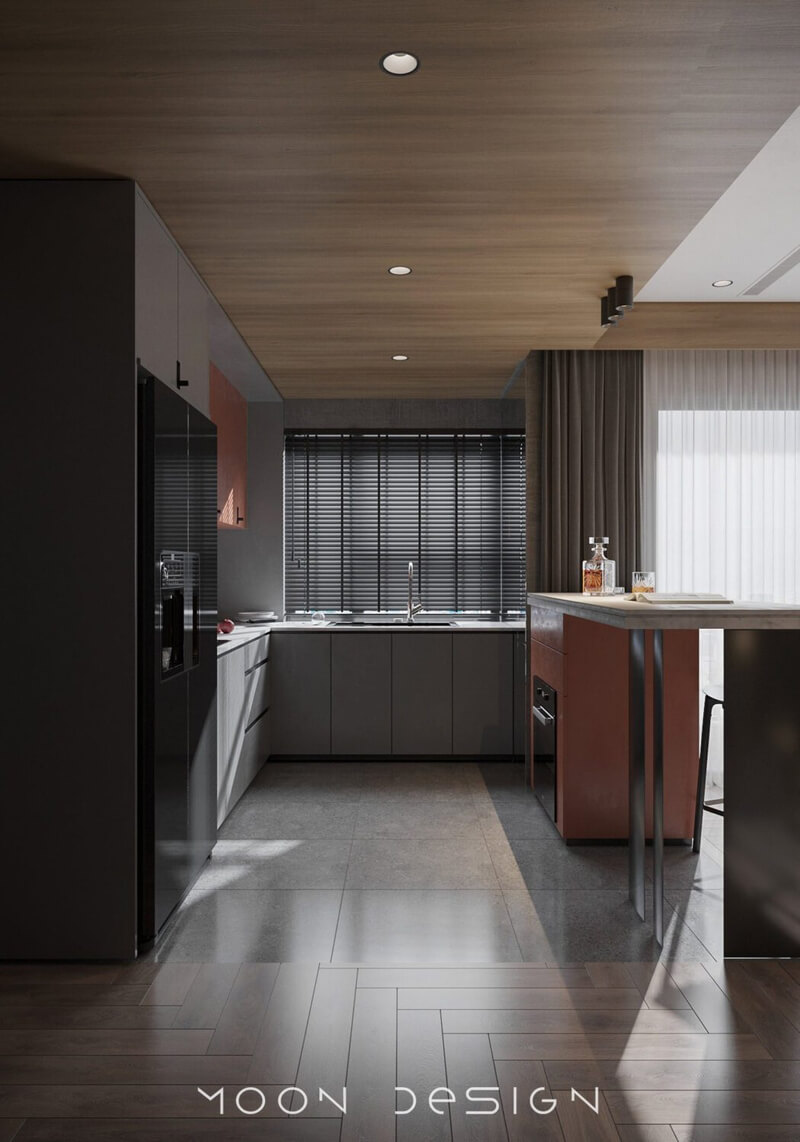 3D Living Room - Kitchen Interior By Dat Hip
