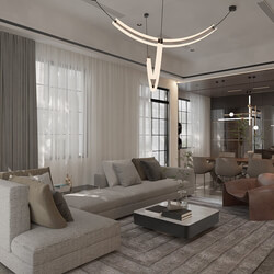  3D Interior Living Room - Kitchen by Dang Quynh 