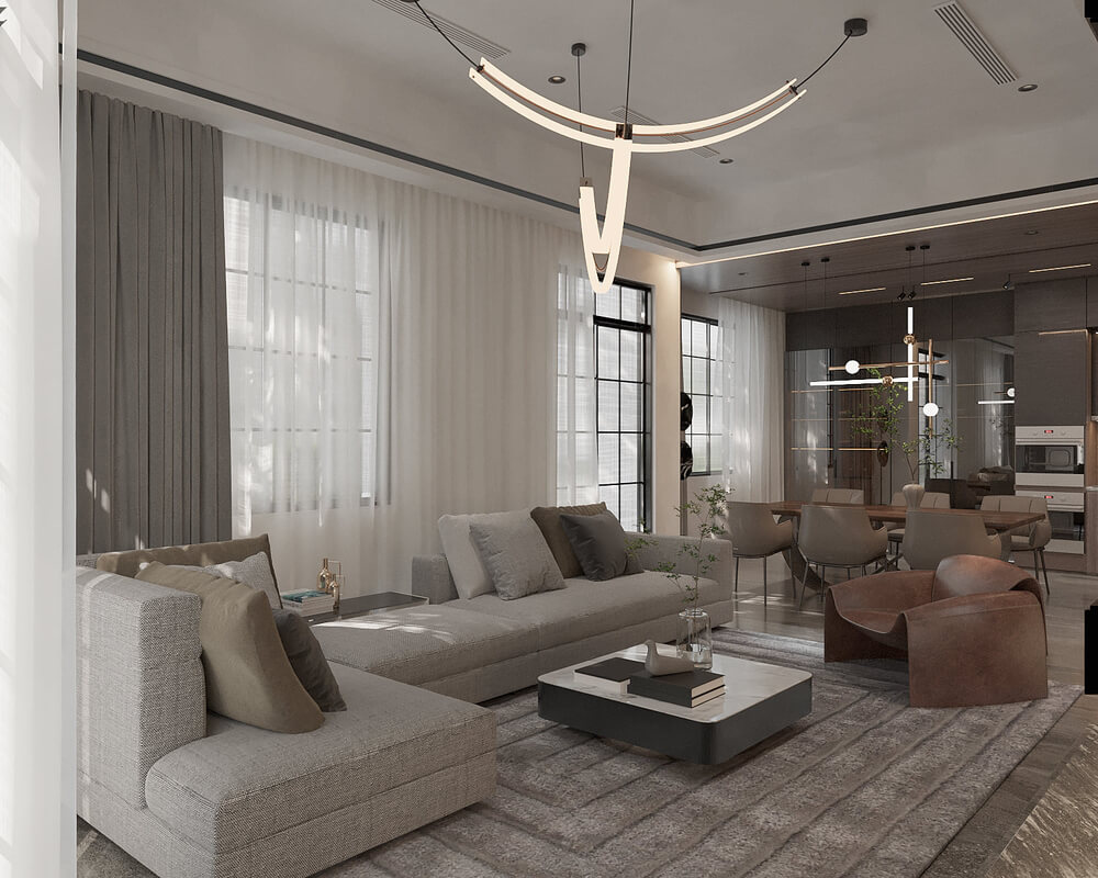  3D Interior Living Room - Kitchen by Dang Quynh