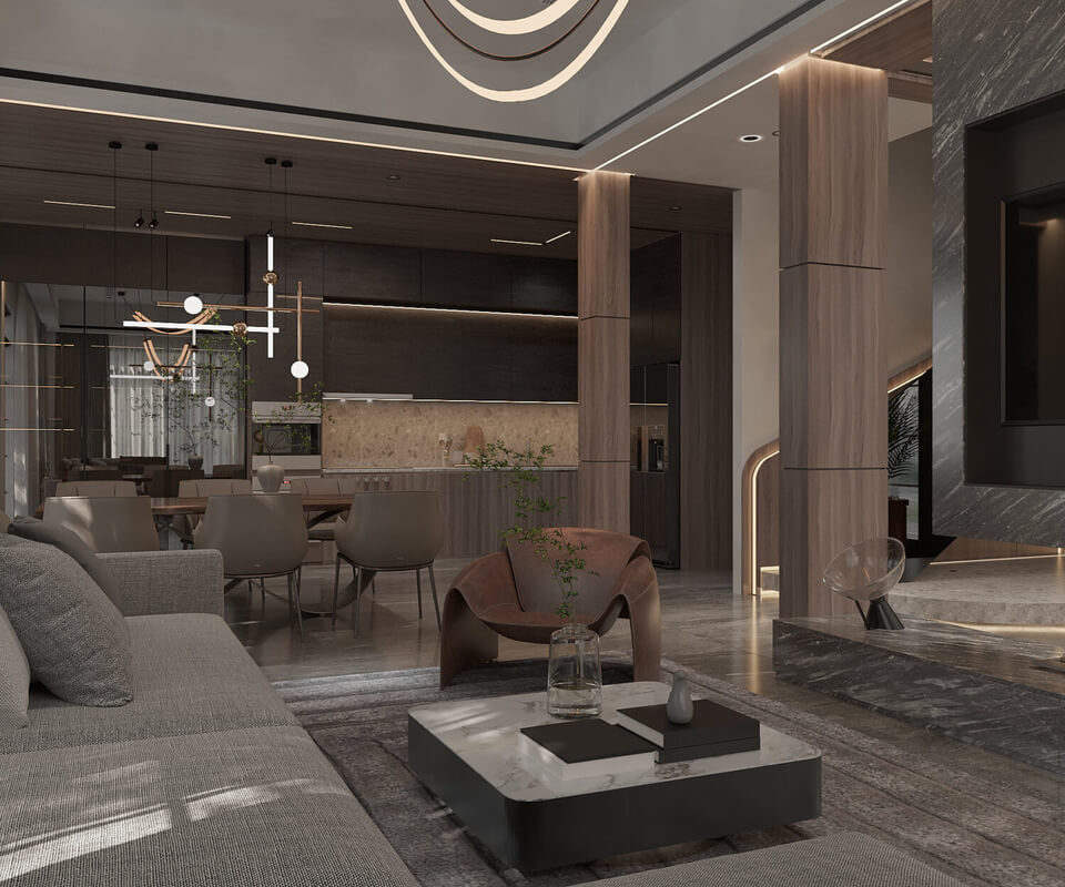  3D Interior Living Room - Kitchen by Dang Quynh