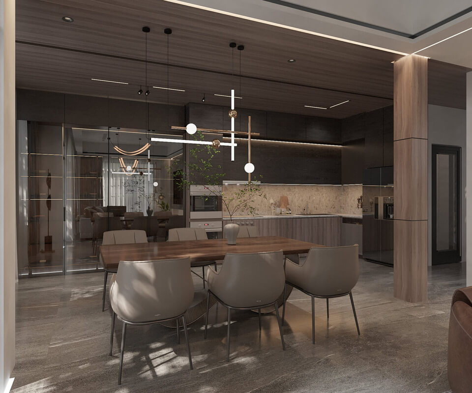  3D Interior Living Room - Kitchen by Dang Quynh