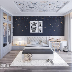 3D Interior Scenes File 3dsmax Model Bedroom boy 207 By NguyenHoangAnh 