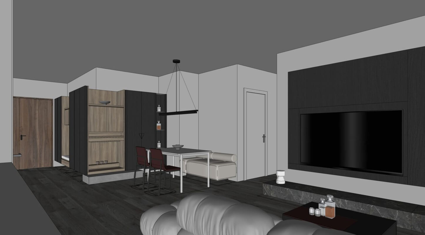  Living Room- Kitchen Interior Model By Nguyen Hanh Nhi
