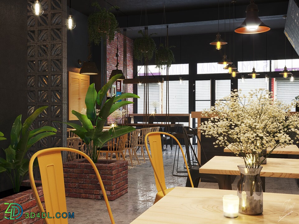 3D Model Interior Coffee 3 Scenes File 3dsmax by DoanHaiTrung 