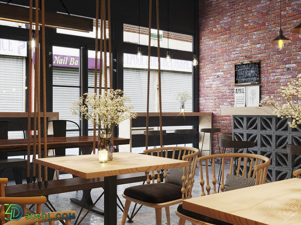 3D Model Interior Coffee 3 Scenes File 3dsmax by DoanHaiTrung 