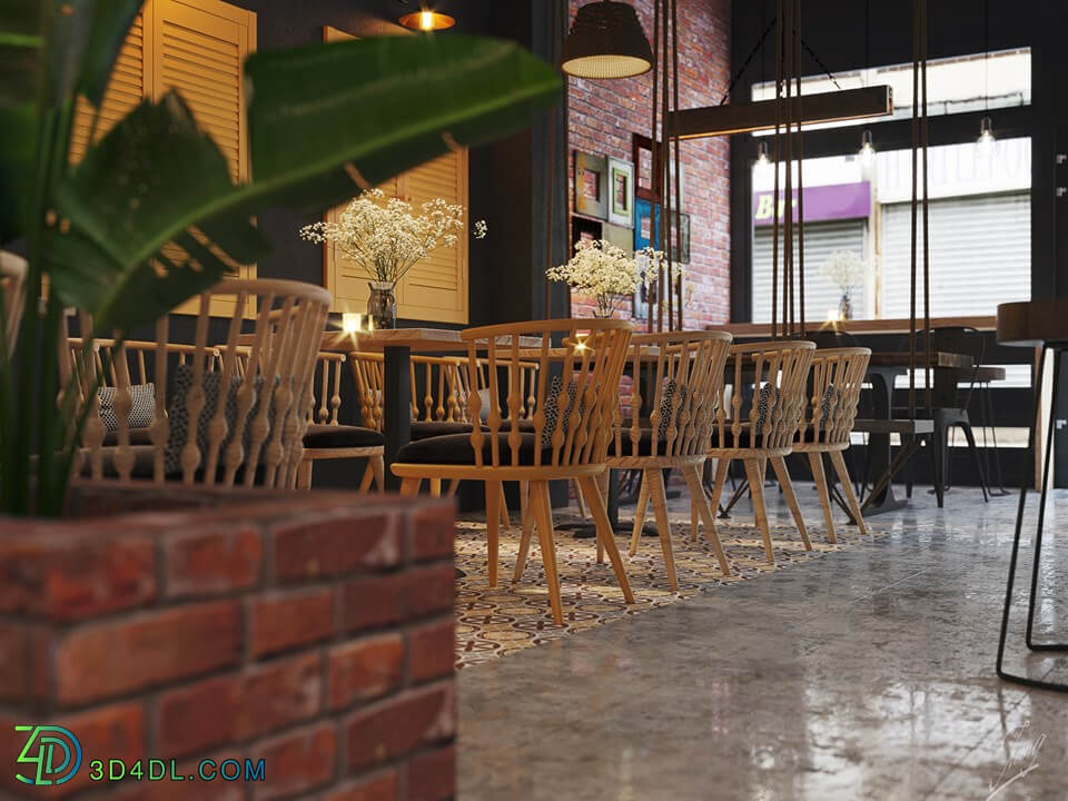 3D Model Interior Coffee 3 Scenes File 3dsmax by DoanHaiTrung 