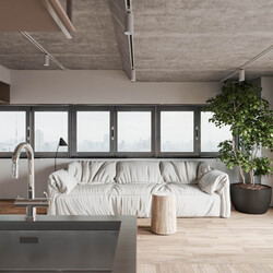  Interior Living Room - Kitchen Model By Le Hai 