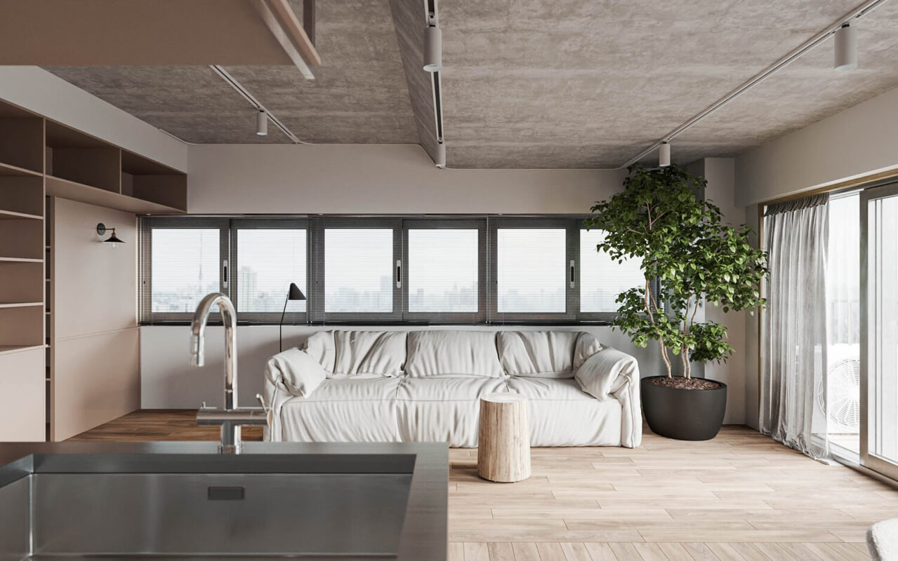  Interior Living Room - Kitchen Model By Le Hai