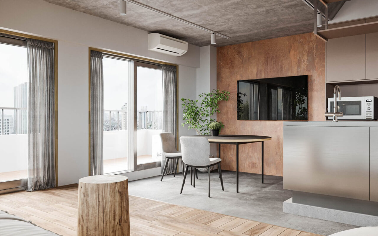  Interior Living Room - Kitchen Model By Le Hai