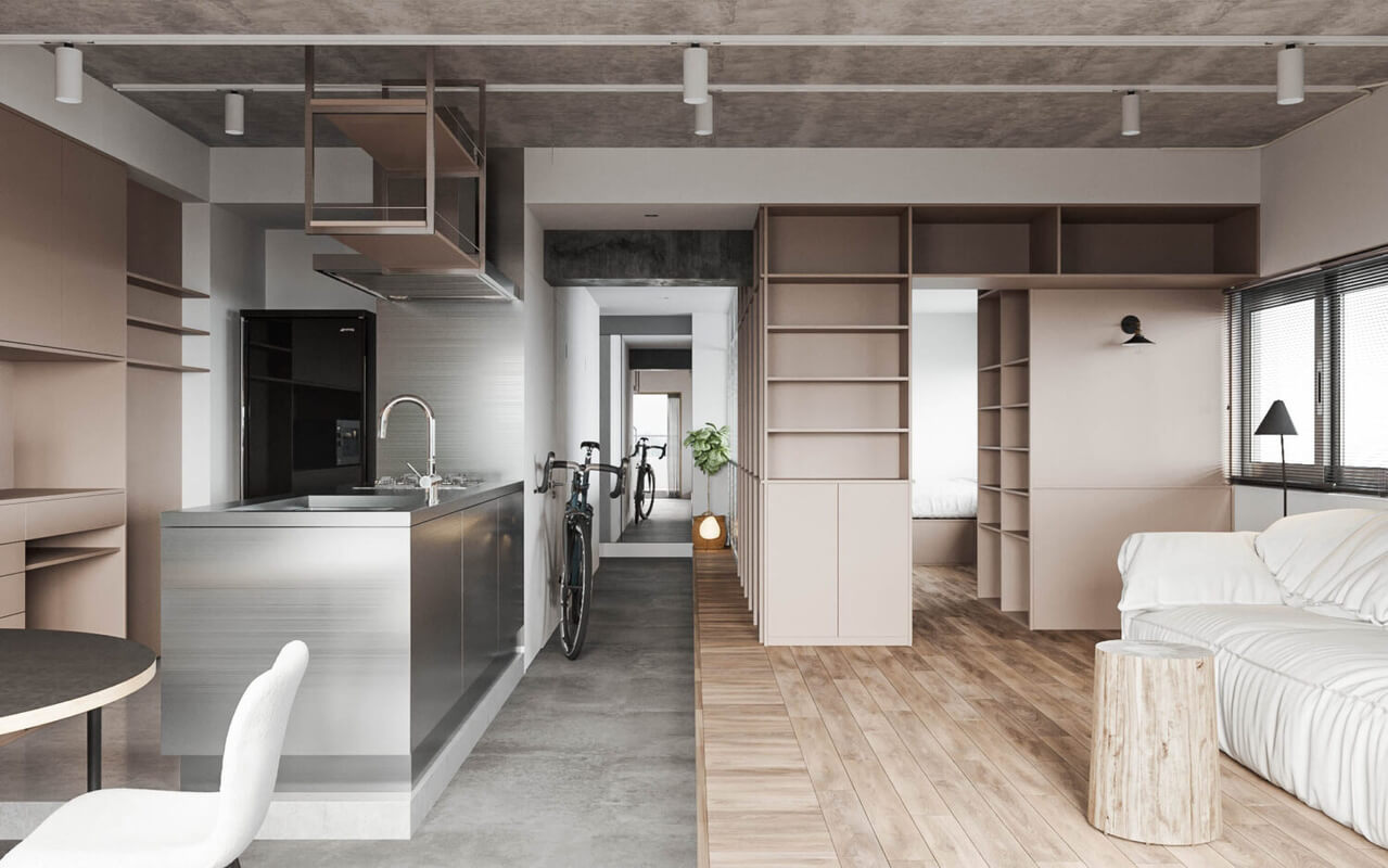  Interior Living Room - Kitchen Model By Le Hai