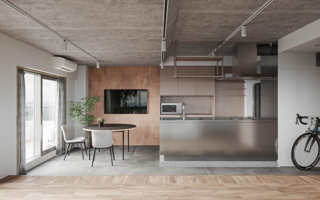  Interior Living Room - Kitchen Model By Le Hai