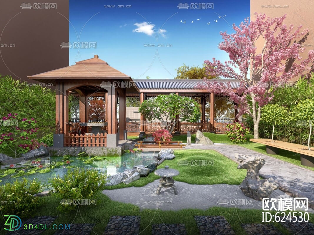 3D Garden landscape Model 3dsmax 01 Download