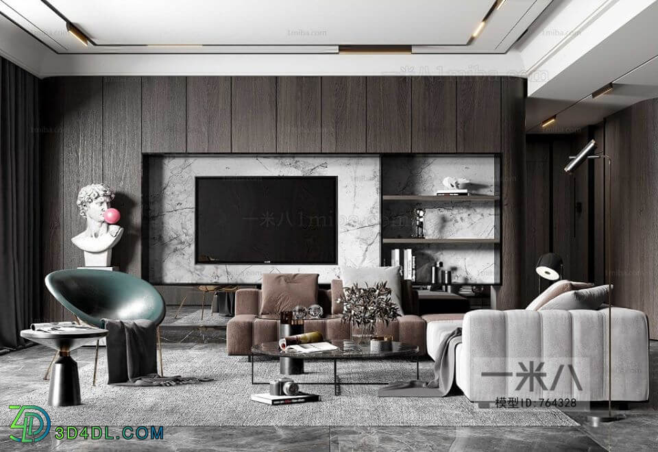 3D Interior Scene File 3dsmax Model Livingroom 398 