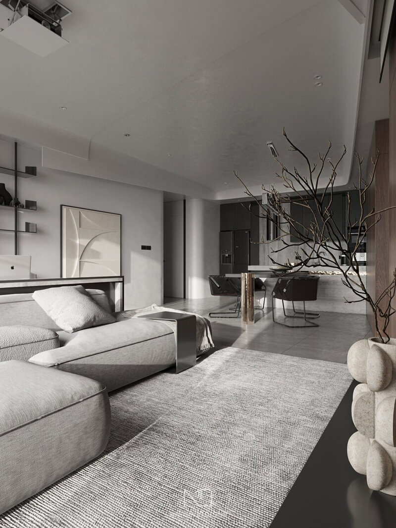  Living Room- Kitchen Interior Model By Tran Nghia