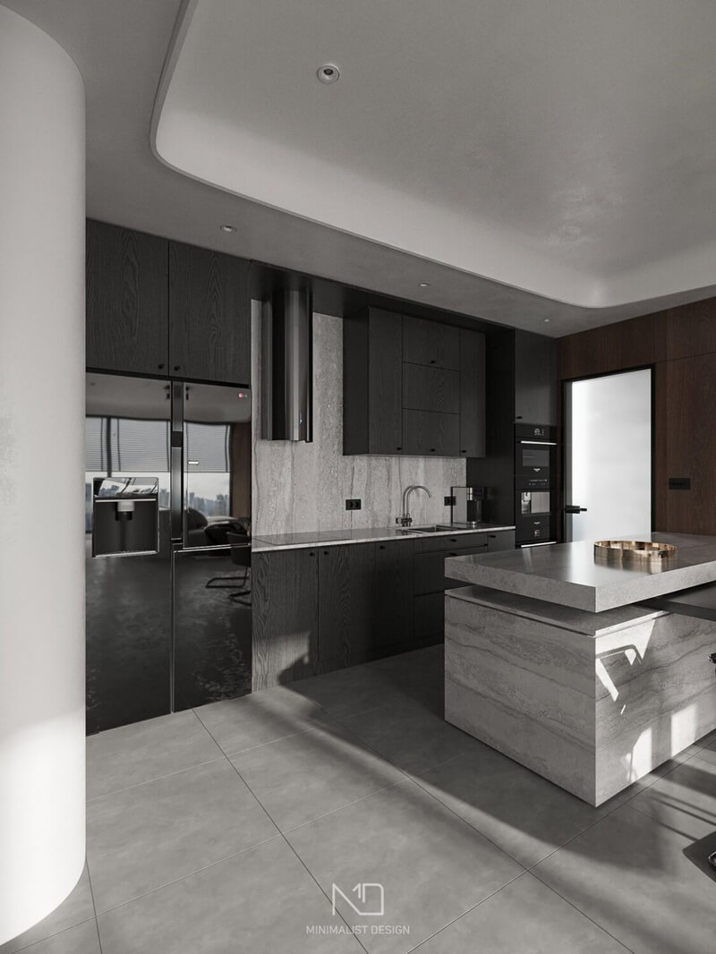  Living Room- Kitchen Interior Model By Tran Nghia