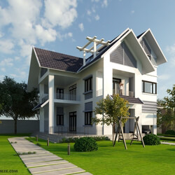 3D Exterior House 6 Scene Model 3dsmax By Huy Hieu Lee 