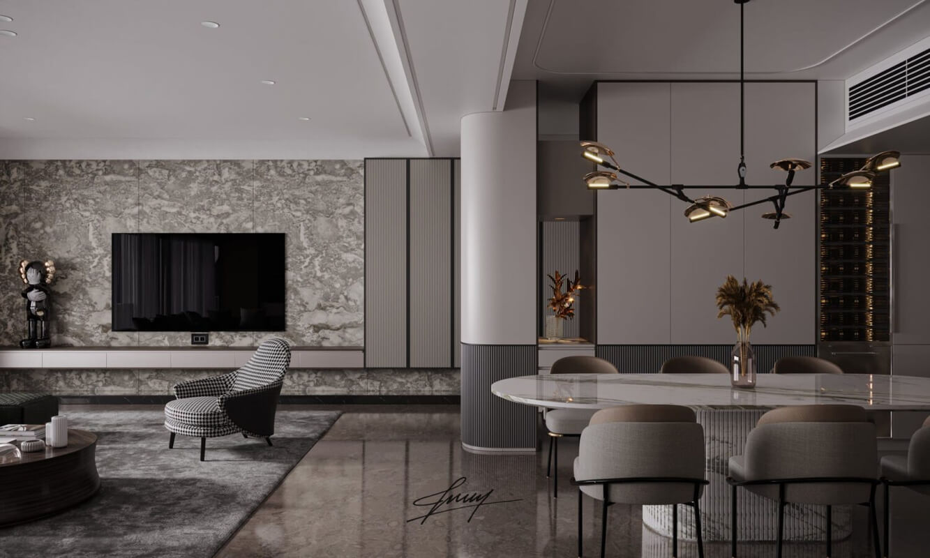  Living Room - Kitchen Interior Model by Pham Ngoc Truong